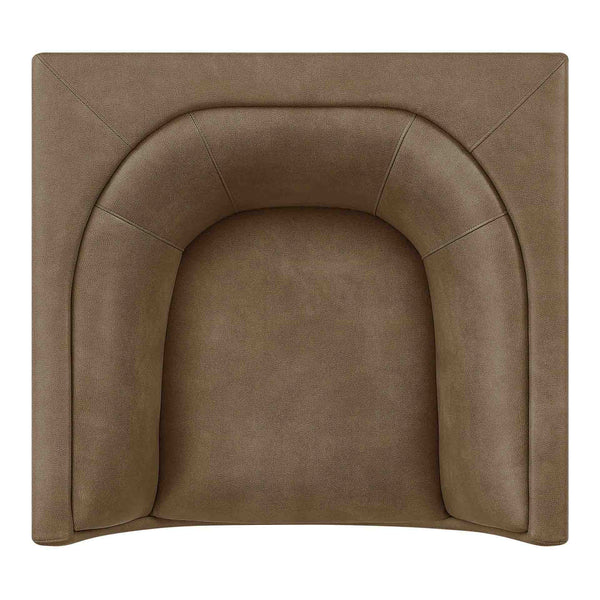 Natalia Premium Vegan Leather Chair Brown leather pet bed with curved sides on a white background