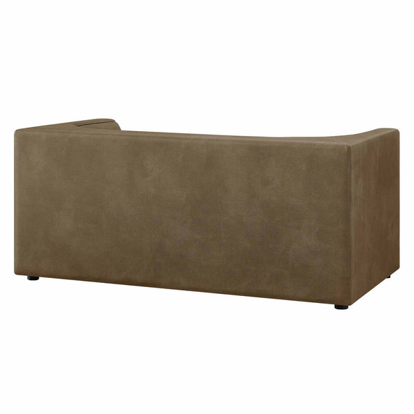 Natalia Premium Vegan Leather Loveseat Brown sofa on a white background