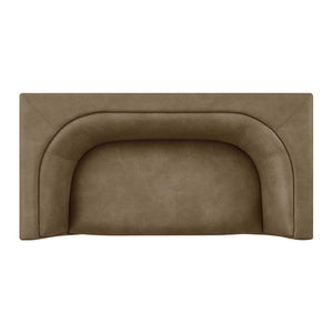 Natalia Premium Vegan Leather Loveseat Brown leather headboard on a white background