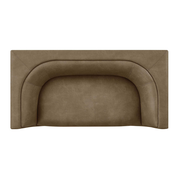 Natalia Premium Vegan Leather Loveseat Brown leather headboard on a white background
