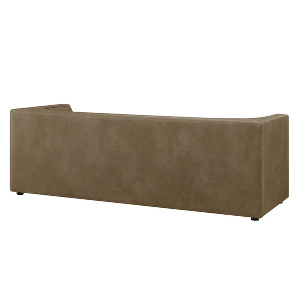 Natalia Premium Vegan Leather Sofa Brown curved sofa on a white background
