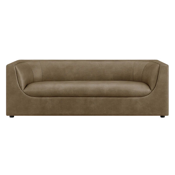 Natalia Premium Vegan Leather Sofa Brown sofa on a white background