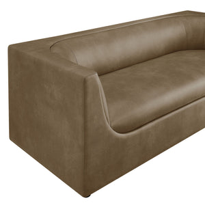 Natalia Premium Vegan Leather Sofa Brown leather sofa on a white background