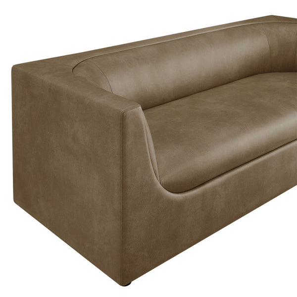 Natalia Premium Vegan Leather Sofa Brown leather sofa on a white background