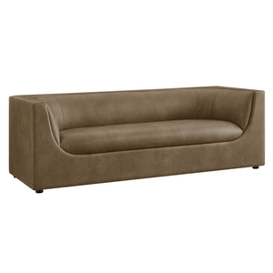 Natalia Premium Vegan Leather Sofa Brown sofa on a white background