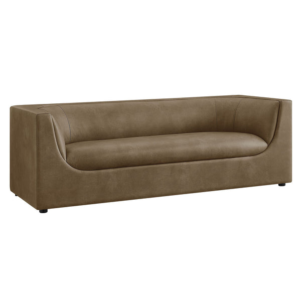 Natalia Premium Vegan Leather Sofa Brown sofa on a white background