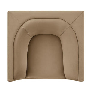 Natalia Taupe Velvet Fabric Chair Beige pet bed on a white background