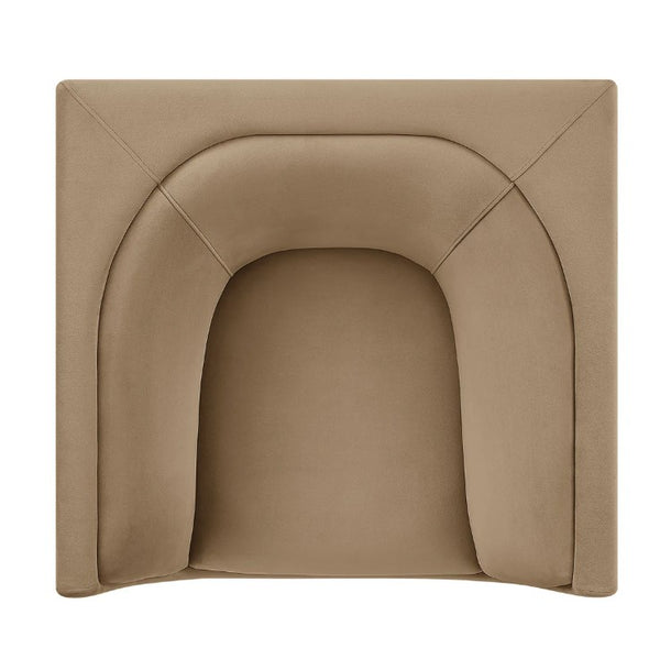 Natalia Taupe Velvet Fabric Chair Beige pet bed on a white background