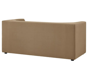 Natalia Taupe Velvet Fabric Loveseat Beige sofa on a white background