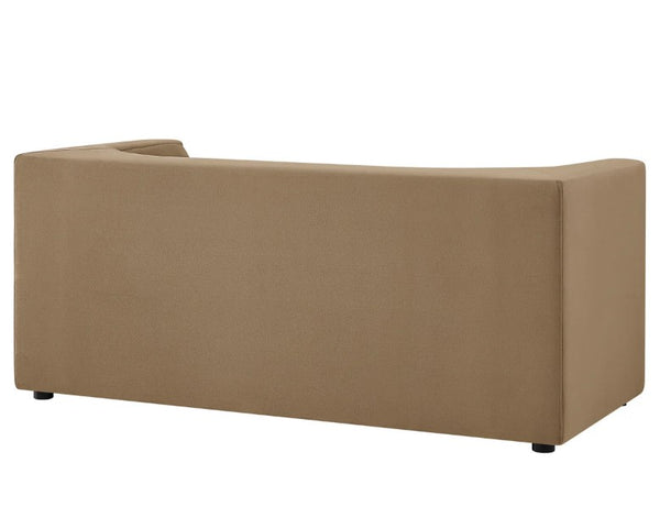 Natalia Taupe Velvet Fabric Loveseat Beige sofa on a white background