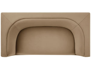 Natalia Taupe Velvet Fabric Loveseat Beige upholstered headboard on a white background