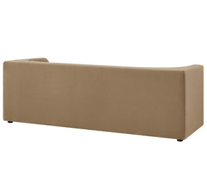 Natalia Taupe Velvet Fabric Sofa Beige sofa on a white background