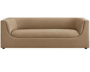 Natalia Taupe Velvet Fabric Sofa Beige sofa on a white background