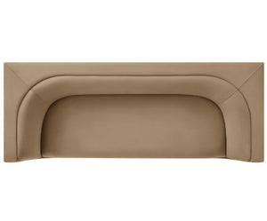 Natalia Taupe Velvet Fabric Sofa Beige cabinet handle on a white background