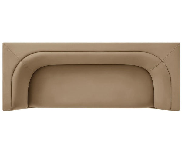 Natalia Taupe Velvet Fabric Sofa Beige cabinet handle on a white background