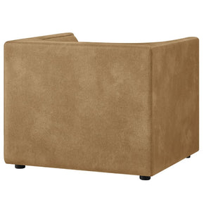 Natalia Toast Premium Vegan Leather Chair Brown upholstered corner unit on a white background