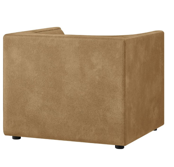 Natalia Toast Premium Vegan Leather Chair Brown upholstered corner unit on a white background