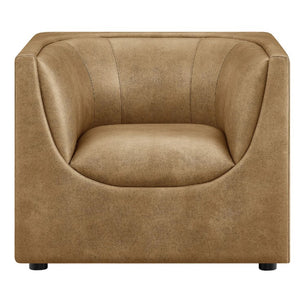 Natalia Toast Premium Vegan Leather Chair Brown armchair on a white background