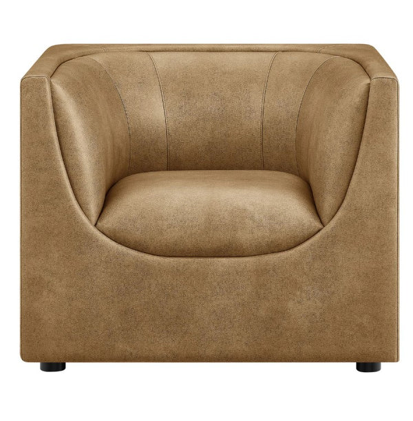 Natalia Toast Premium Vegan Leather Chair Brown armchair on a white background