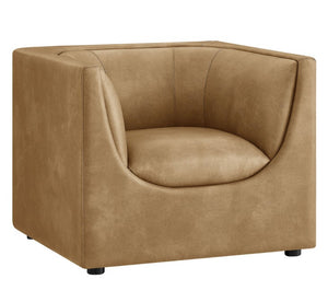 Natalia Toast Premium Vegan Leather Chair Brown armchair on a white background