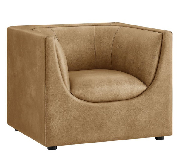 Natalia Toast Premium Vegan Leather Chair Brown armchair on a white background