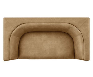 Natalia Toast Premium Vegan Leather Loveseat Brown upholstered headboard on a white background