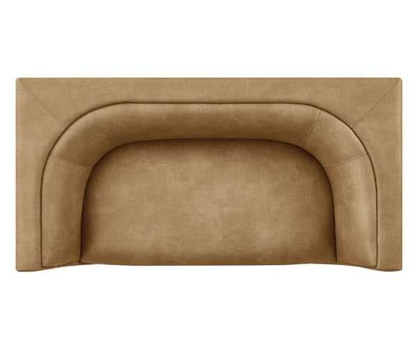 Natalia Toast Premium Vegan Leather Loveseat Brown upholstered headboard on a white background