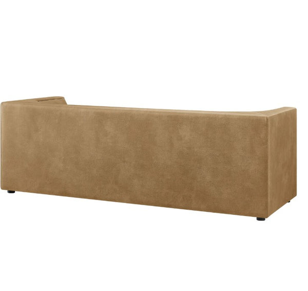 Natalia Toast Premium Vegan Leather Sofa Tan sofa on a white background