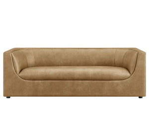 Natalia Toast Premium Vegan Leather Sofa Beige sofa on a white background