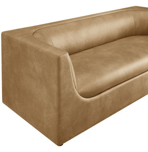 Natalia Toast Premium Vegan Leather Sofa Beige leather sofa on a white background