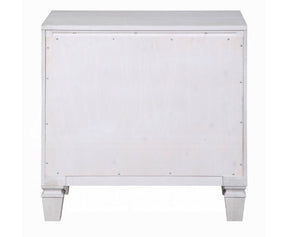Natasha Two Tone Light Gray Nightstand A white wooden chest or cabinet with a flat rectangular top and four short legs, shown against a plain white background.