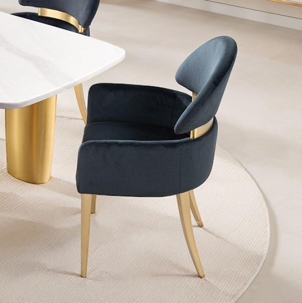 Nayem Black Upholstered Arm Chair - Matte Gold Finish (2/CTN)