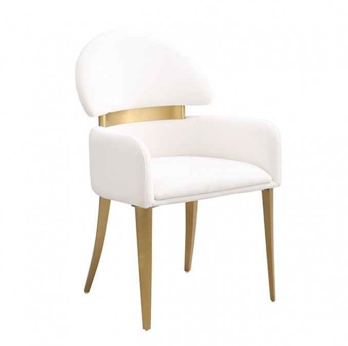Nayem Dining Chair White Upholstered Gold Finish