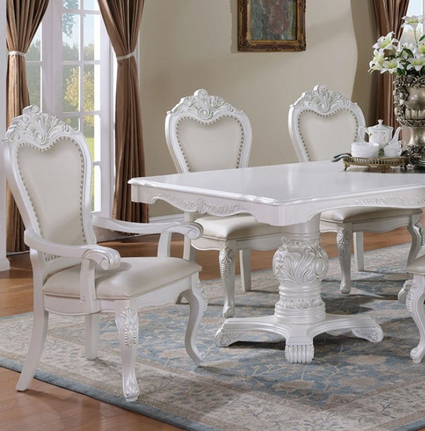 Nazalina 7pc expendable table set armchair style in white