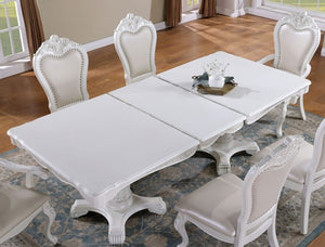 tradition white dining table top in white with chairs 