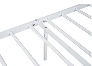 Nikoil Full Metal Bed White Finish White metal rack on a white background