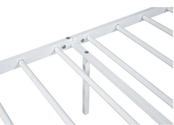 Nikoil Full Metal Bed White Finish White metal rack on a white background