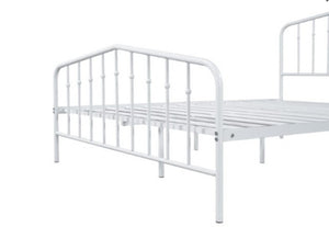 Nikoil Full Metal Bed White Finish White metal bed frame on a white background