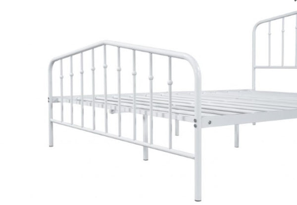 Nikoil Full Metal Bed White Finish White metal bed frame on a white background