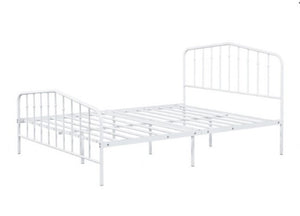Nikoil Full Metal Bed White Finish White metal bed frame on a white background
