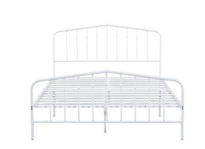 Nikoil Full Metal Bed White Finish White metal bed frame on a white background