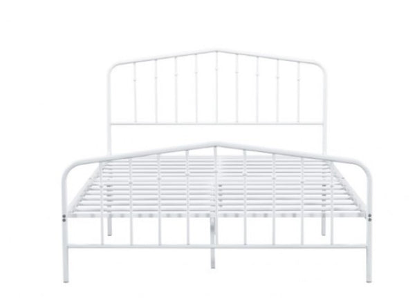 Nikoil Full Metal Bed White Finish White metal bed frame on a white background