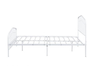 Nikoil Full Metal Bed White Finish White metal bed frame on a white background
