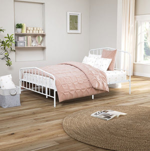 Nikoil Full Metal Bed White Finish