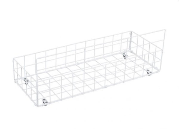 White wire basket on a white background