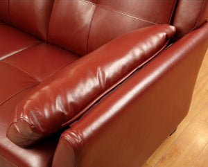 Nino Mahogany Red Leatherette Button Tufted Sectional Sofa