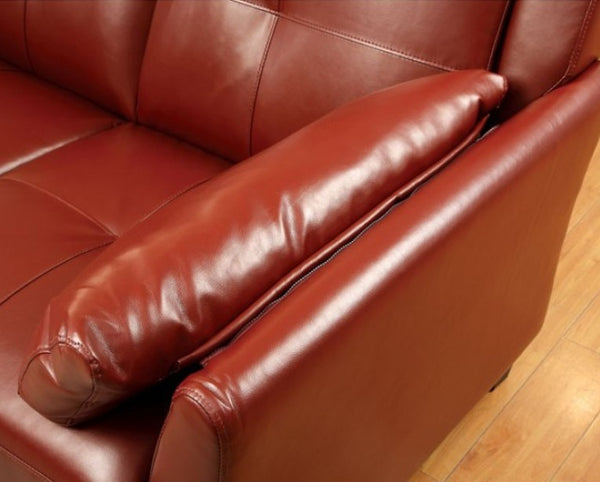 Nino Mahogany Red Leatherette Button Tufted Sectional Sofa