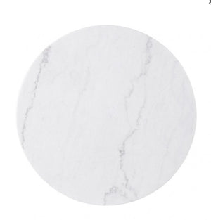 Nolan Genuine Marble Top Round Dining Table Round marble coaster with white and gray marbled pattern on a white background