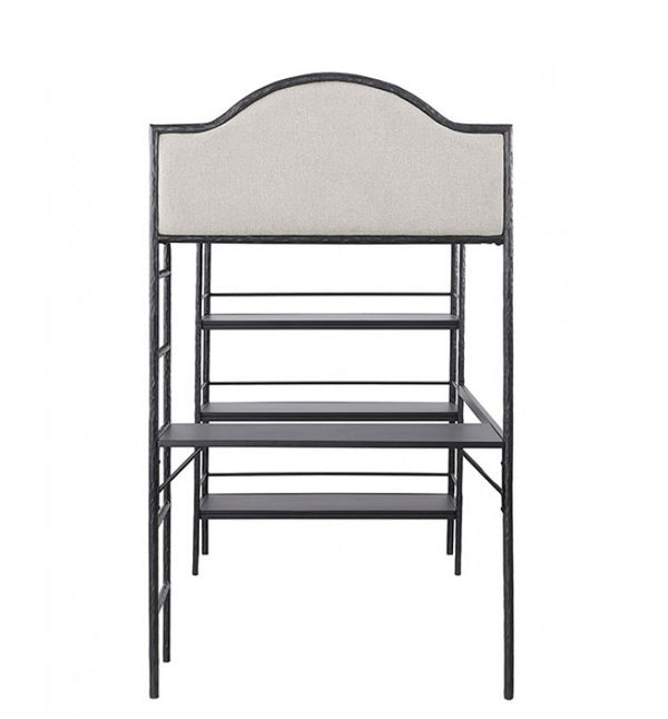 Norama Twin Loft Bed Black  cushioned backrest and seat on a white background