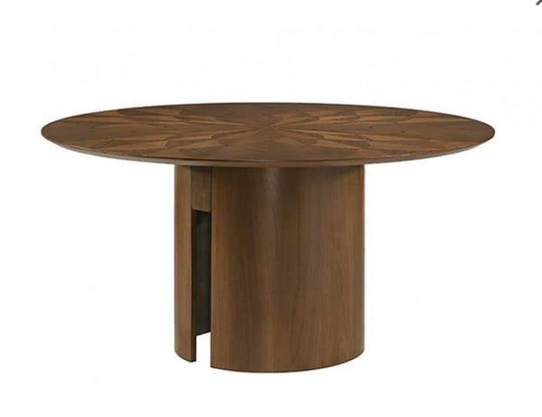 Nova Modern Style Round Walnut Table Round wooden table with a white background